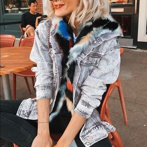 Faux Fur Hooded Denim Jacket